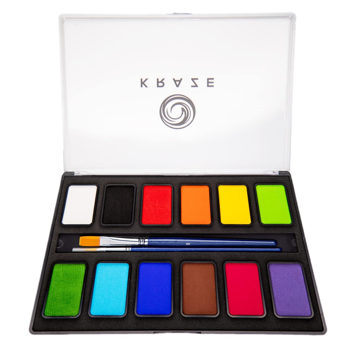 Kraze FX Basic Party Professional Face Paint Palette (12 x 10 gm) - Water Activated, Hypoallergenic, Safe, Non Toxic Body Paint Makeup Cosplay SFX