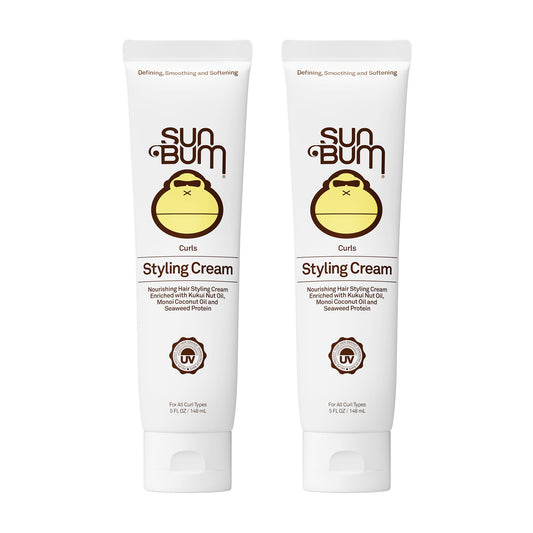 Sun Bum Curls and Waves Styling Cream For Curly Hair | Curl Defining Cream | Frizz Control | Paraben Free | Sulfate Free | 5 Ounce | 2 Count