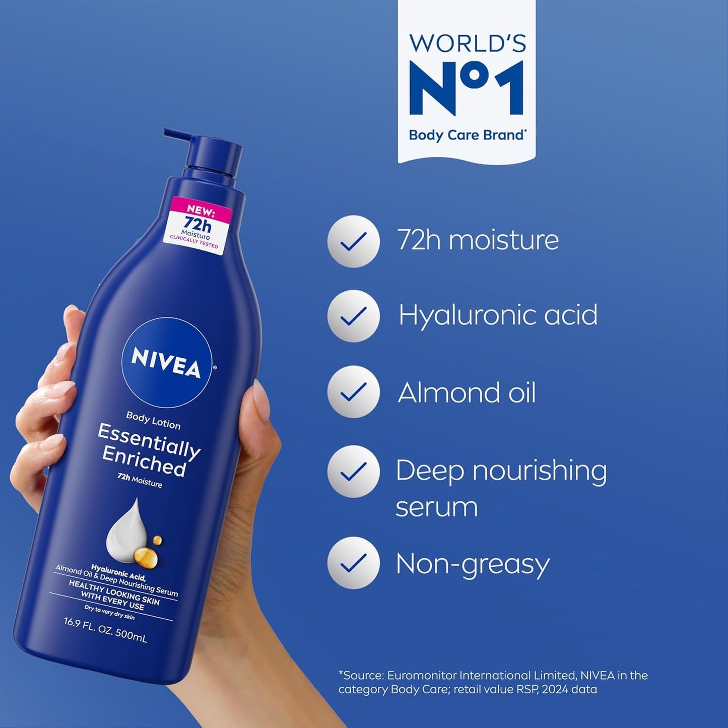 Nivea Lotion Essentially Enriched 16.9 Ounce Pump (Very Dry Skin) (500ml) (6 Pack)