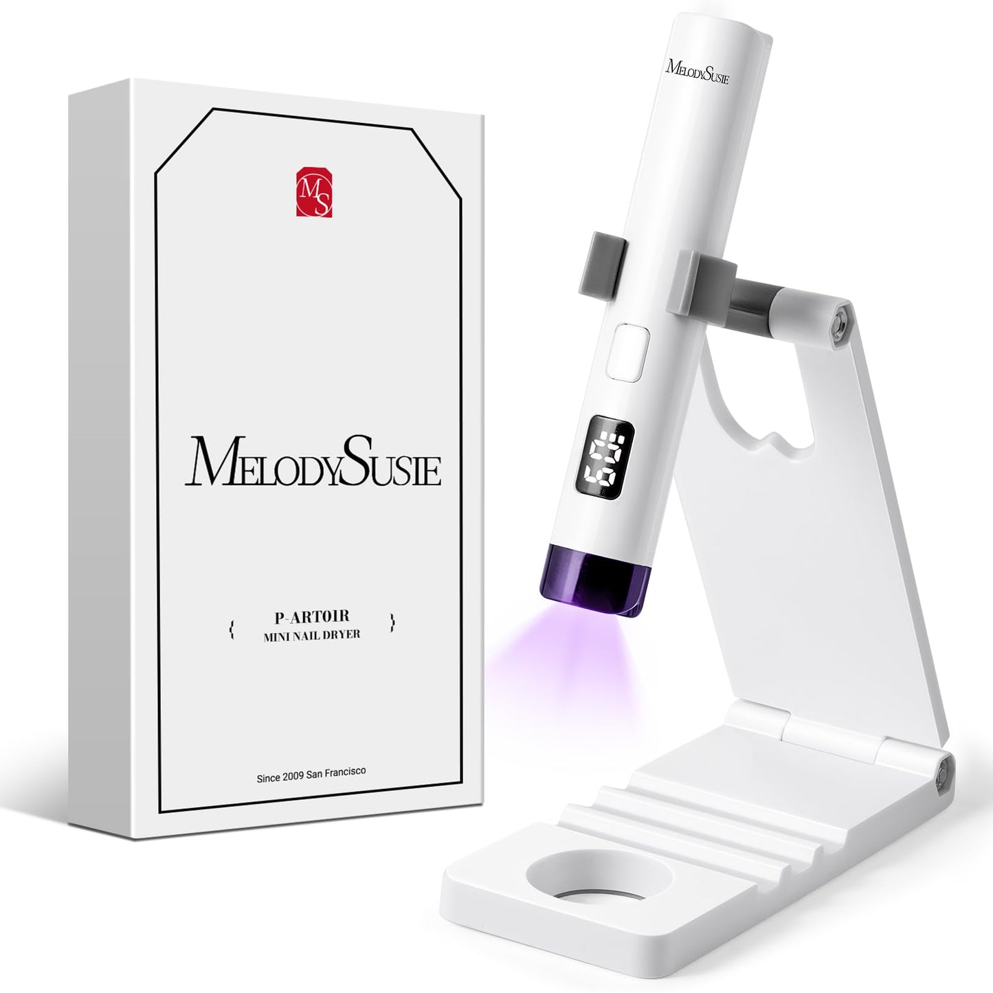 MelodySusie Handheld UV Light for Gel Nails with Stand, Mini Portable Cordless Nail Lamp with LCD Display, Eye-Protective Cover, Flash Curing Beauty and Personal Care MelodySusie