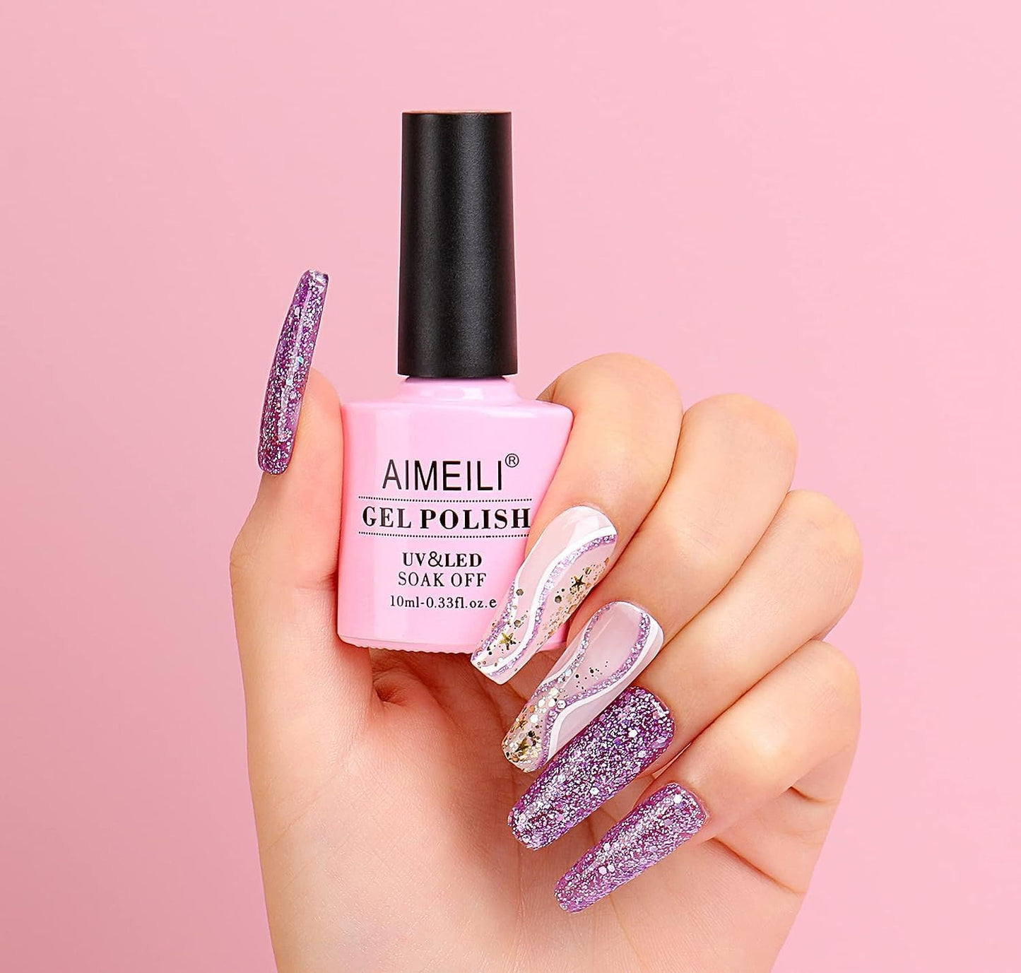 AIMEILI Soak Off U V LED Gel Nail Polish - Princess Glitter (049) 10ml