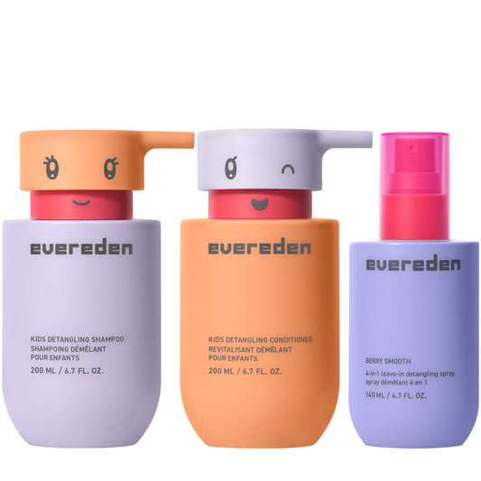 Evereden Kids Hair Trio Set: Hair Shampoo, Conditioner and Detangling Spray for Kids Ages 3+, Plant Protein Peptides & Argan Oil, Vegan, Free from Beauty & Personal Care Evereden