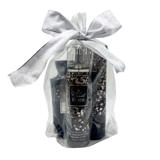 Bath & Body Works A TOAST TO YOU Fine Fragrance Mist, Ultimate Hydration Body Cream, and Body Wash 3pc Gift Set with 30-inch Silver Ribbon Bow Beauty and Personal Care Bath & Body Works