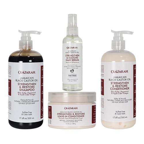 Jamaican Black Castor Oil Strengthen, Restore, Hair Care Bundle | Conditioner, Shampoo, Leave-in Conditioner, Oil/Serum | Fortify, Reduce Breakage
