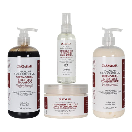 Jamaican Black Castor Oil Strengthen, Restore, Hair Care Bundle | Conditioner, Shampoo, Leave-in Conditioner, Oil/Serum | Fortify, Reduce Breakage Beauty & Personal Care OLAZARAH