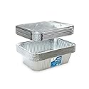 Diplastible Oblong Disposable Aluminum Pans with Lids - 10 Pack - 8.5 x 6 x 2.5 in 5-lb Pan with Foil Covers Perfect for Baking Cooking Food…