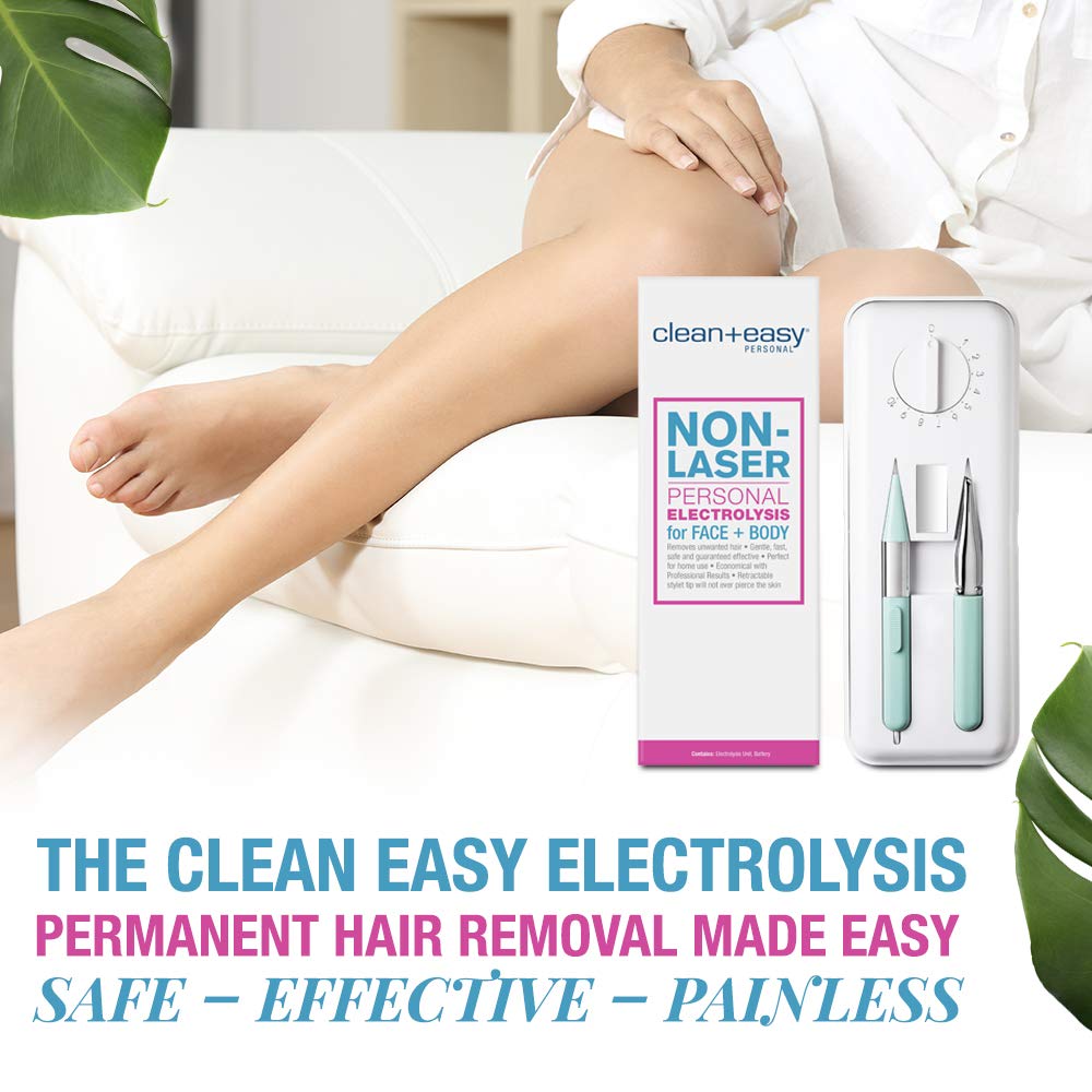 Clean + Easy Electrolysis Machine – Painless Permanent Hair Removal Device for Face & Body, Non-Laser At-Home Solution