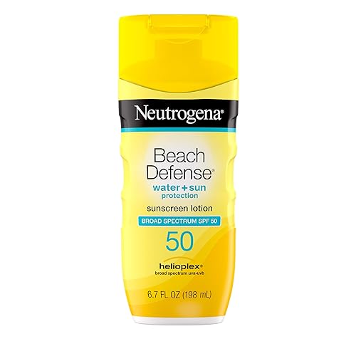 Neutrogena Sunscreen Lotion Beach Defense SPF 50, Face and Body Sunscreen, Hawaii Reef Act 104 Compliant, Octinoxate & Oxybenzone Free, Oil Free, Fast