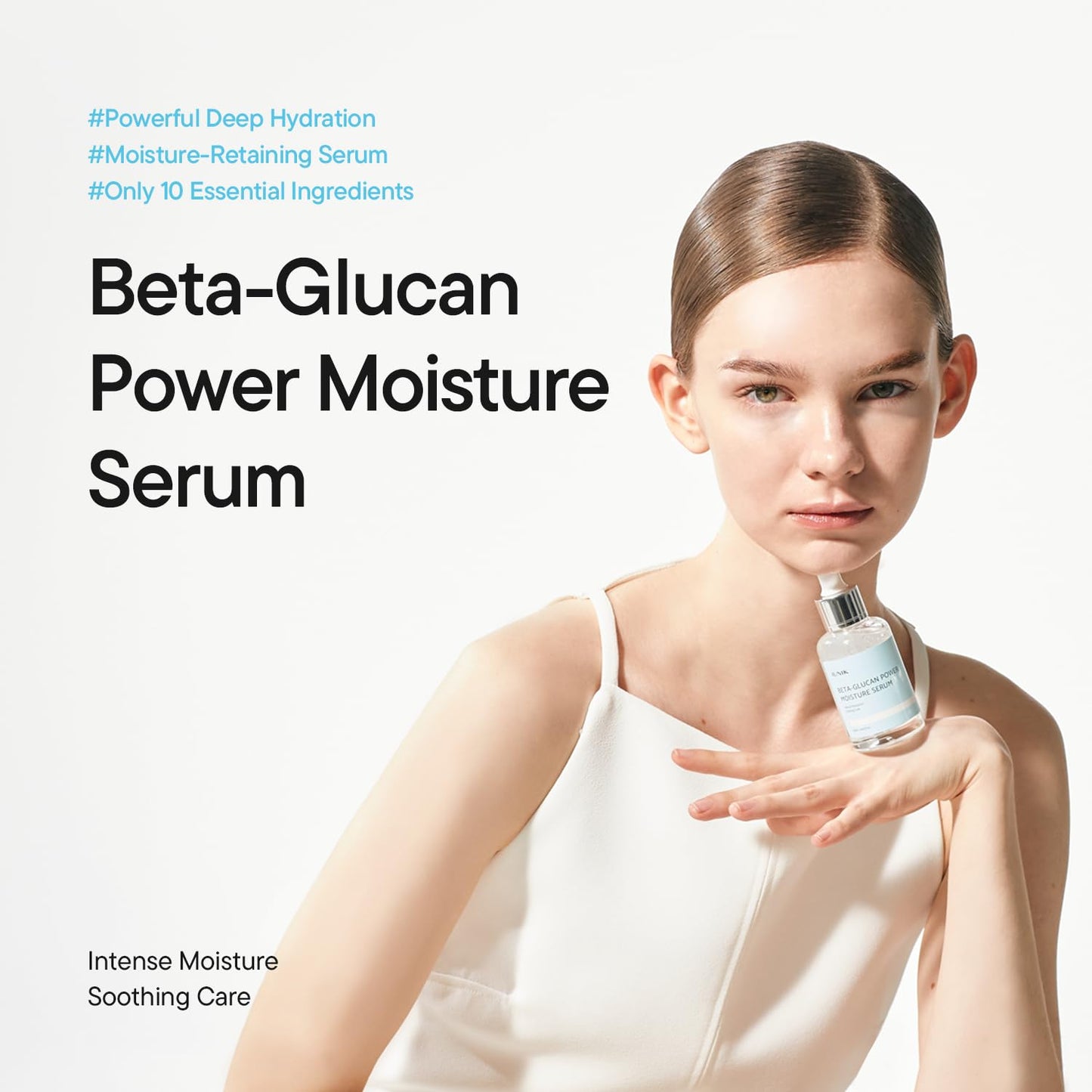 IUNIK Beta-Glucan Power Deep Moisture Serum - Intense Hydration Vegan Korean Serum with Mushroom Yeast Extract - For Dry, Mature, Sensitive Skin, Fine