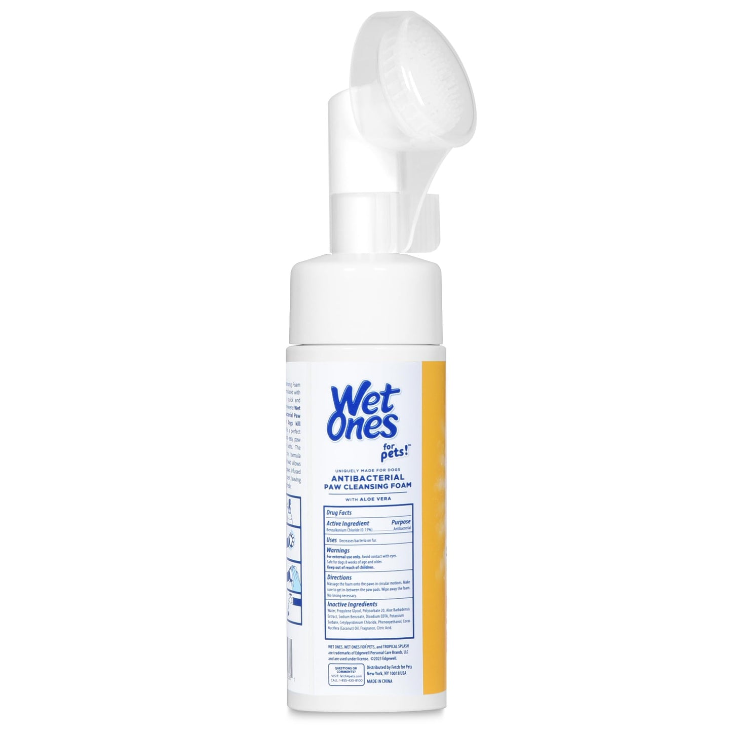 Wet Ones for Pets Antibacterial Dog Paw Cleaner – 5oz Tropical Splash Foam with Built-in Scrubber Brush – Paw Washer & Grooming Care