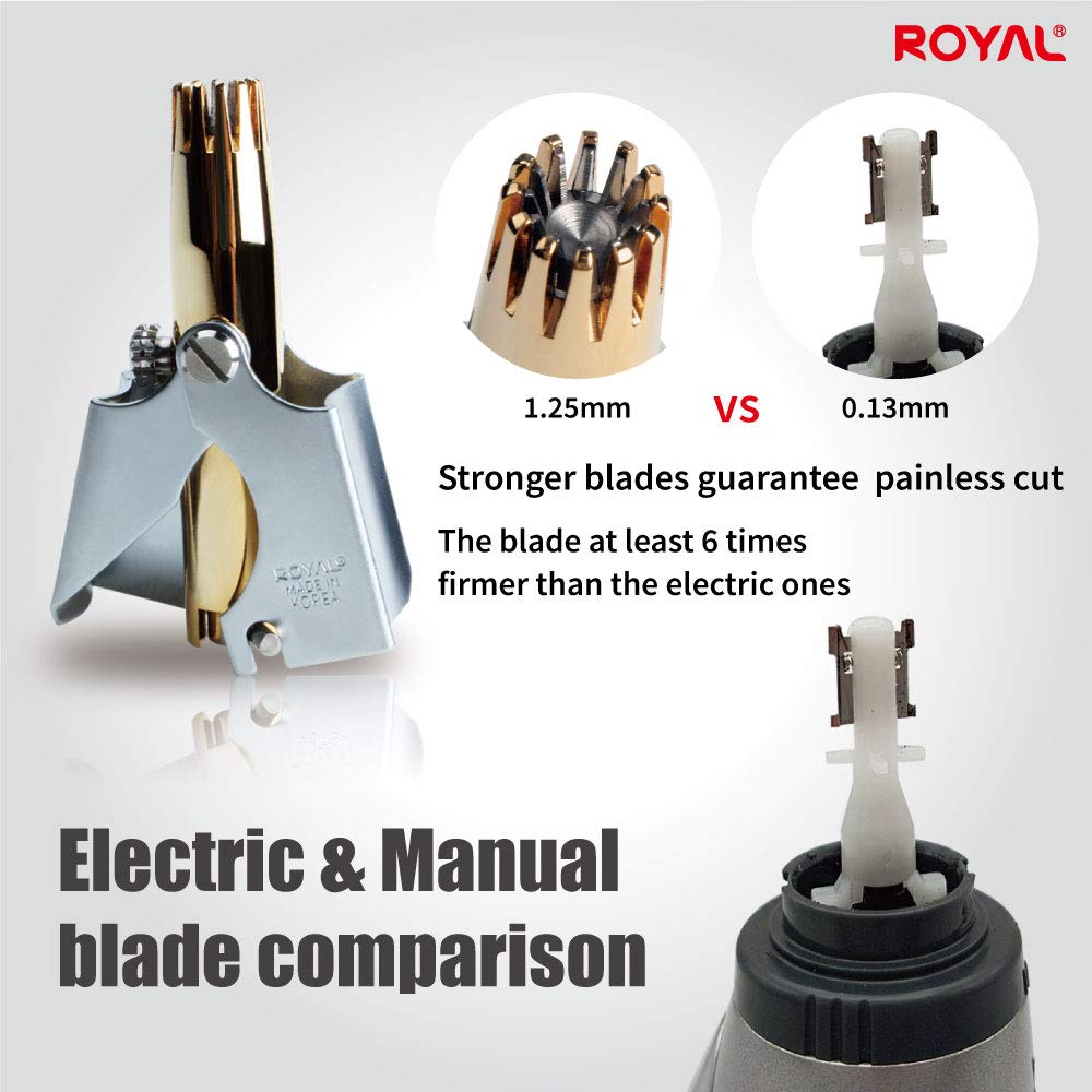 ROYAL [Made in Korea] NO Battery,5 Pcs Nose Hair Trimmer Set, Golden Birdie Value Pack,(Nose Hair Trimmer with 4 Nail Clippers) The Best Gift Beauty and Personal Care ROYAL