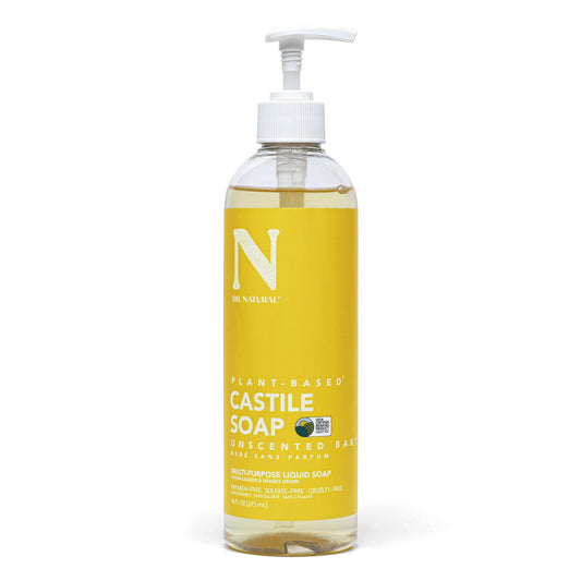 Dr. Natural Castile Liquid Soap - Multi-Use Body Wash, Shampoo and Face Wash - Body Soap for Skin, Hair, Pets and Home - Unscented Baby - 16 oz