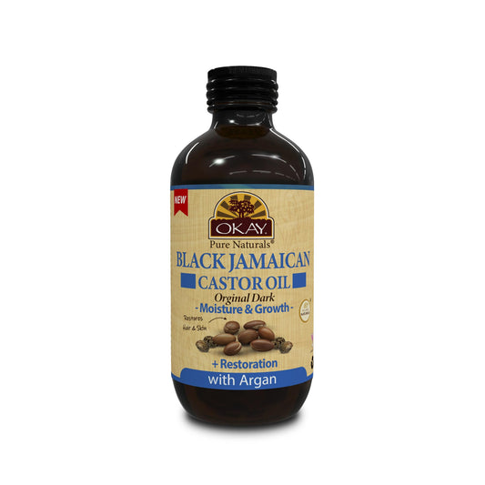 OKAY Pure Naturals Black Jamaican Castor Oil with Argan Oil - Castor for Hair Health, Moisture for Skin, Face, Scalp, Eyelashes, Eyebrows, for Men