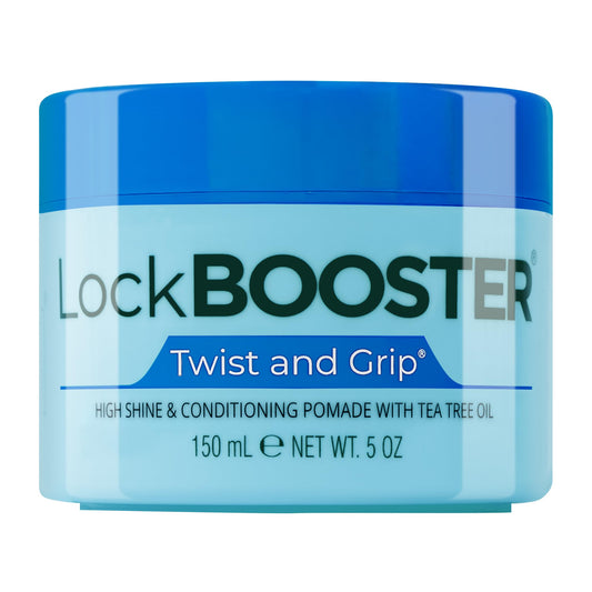 Style Factor Lock BOOSTER Twist & Grip Braid Gel (5 Oz.) with Tea Tree Oil - Strong Hold, Flake-Free, Frizz-Free Hair Braiding Gel for Defined