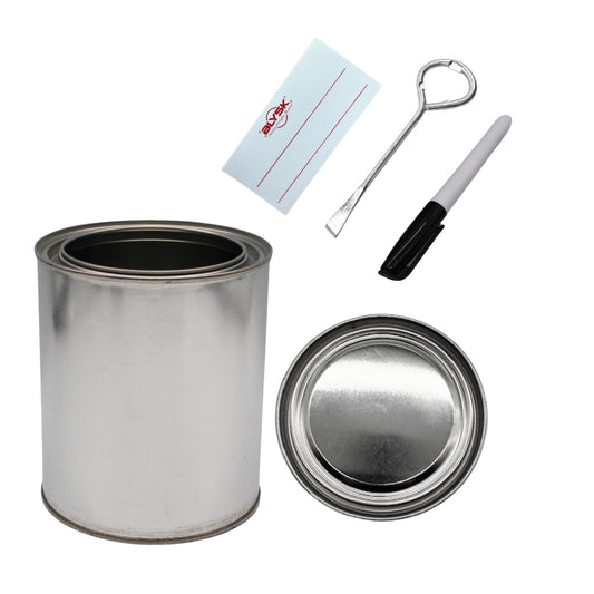 Blysk Empty Paint Cans with Lids - Quart/32 oz Unlined Containers for Paint, Solvents, Crafts & DIY, Can opener, Marker and Labels included 6 Pack