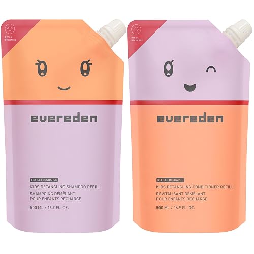 Evereden Kids Shampoo & Conditioner Refills | Dermatologist-Tested, EWG Verified, No Silicones | Detangling Haircare with Plant Protein Peptides