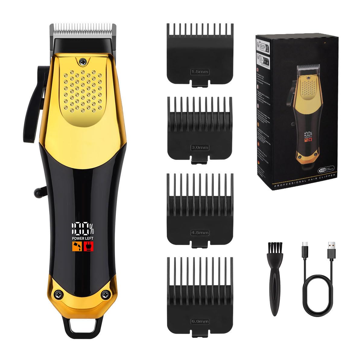 QDKVTNDJZ Professional Hair Clippers for Men - 9000RPM Brush Motor & Stainless Steel Blades, Barber-Grade Cordless Clippers & Trimmer Set for Fade Beauty and Personal Care QDKVTNDJZ