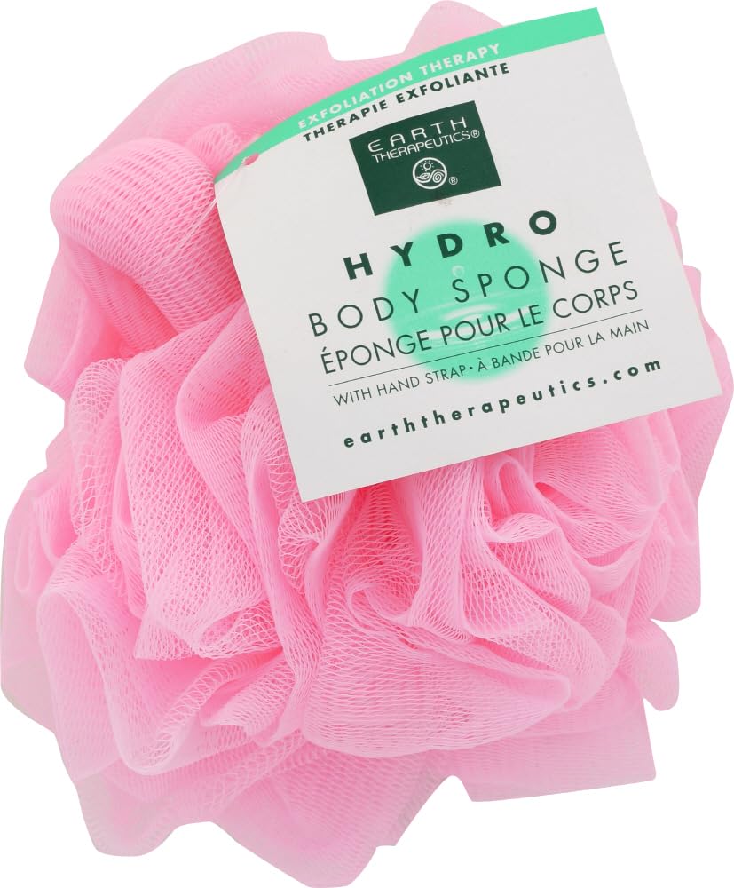 Earth Therapeutics Hydro Body Sponge, with Hand Strap, Pink (Pack of 12)