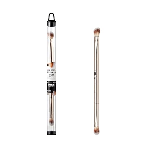KISS NEW YORK Professional Dual Ended Eyeshadow Brush, Angled & Large Brush for Precise Shaping, Smudging Eyeshadow Application, Blending & Set Target