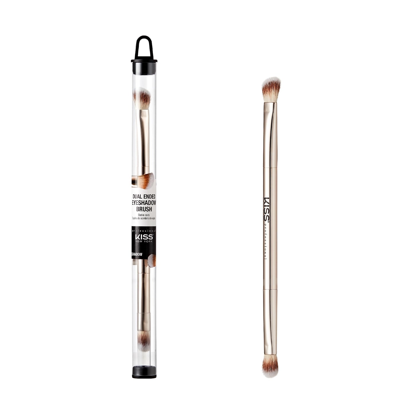 KISS NEW YORK Professional Dual Ended Eyeshadow Brush, Angled & Large Brush for Precise Shaping, Smudging Eyeshadow Application, Blending & Set Target