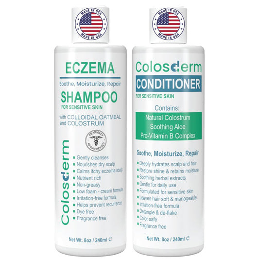 Eczema Cream Shampoo and Conditioner Scalp Treatment for Sensitive Skin for Kids & Adults- Colostrum & Colloidal Oatmeal -Itchy Scalp Anti Dandruff Beauty & Personal Care Colosderm