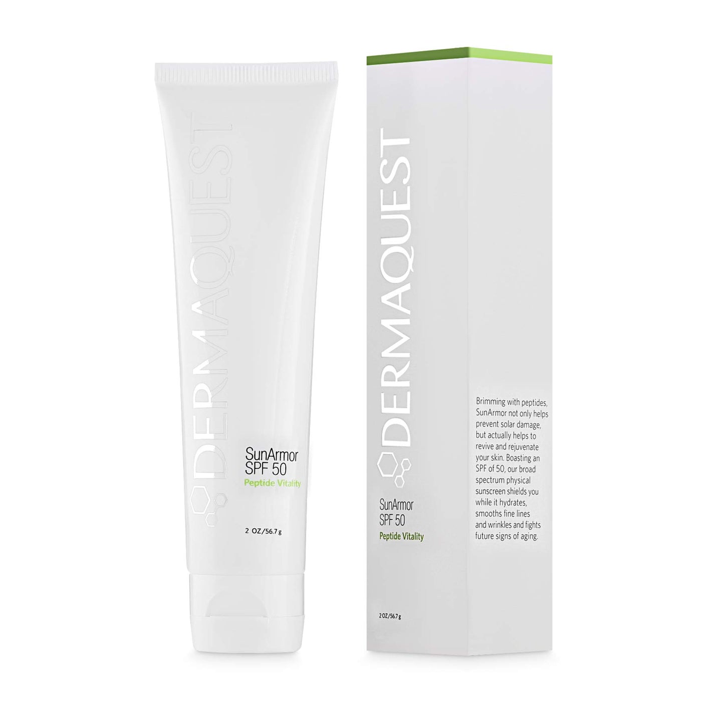 DermaQuest Peptide Vitality SunArmor Sunscreen SPF 50 - Anti Aging Titanium Dioxide & Zinc Oxide Sunscreen Moisturizer Lotion for Dry Skin Types