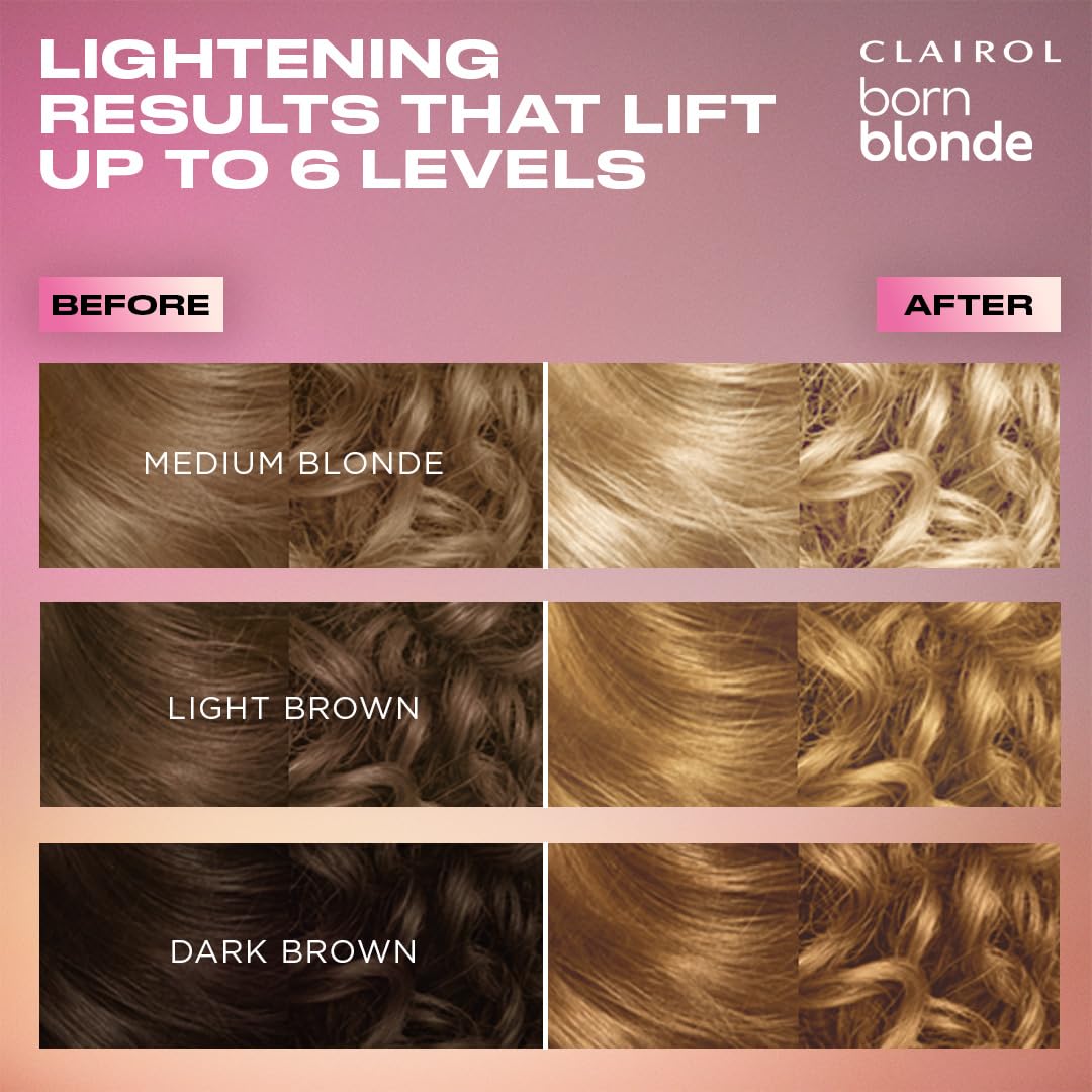 Clairol Born Blonde Extra Blonde Bleach Kit, Complete Lightening System, Up to 6 Levels Lighter Hair Color, Pack of 2 - Packaging May Vary