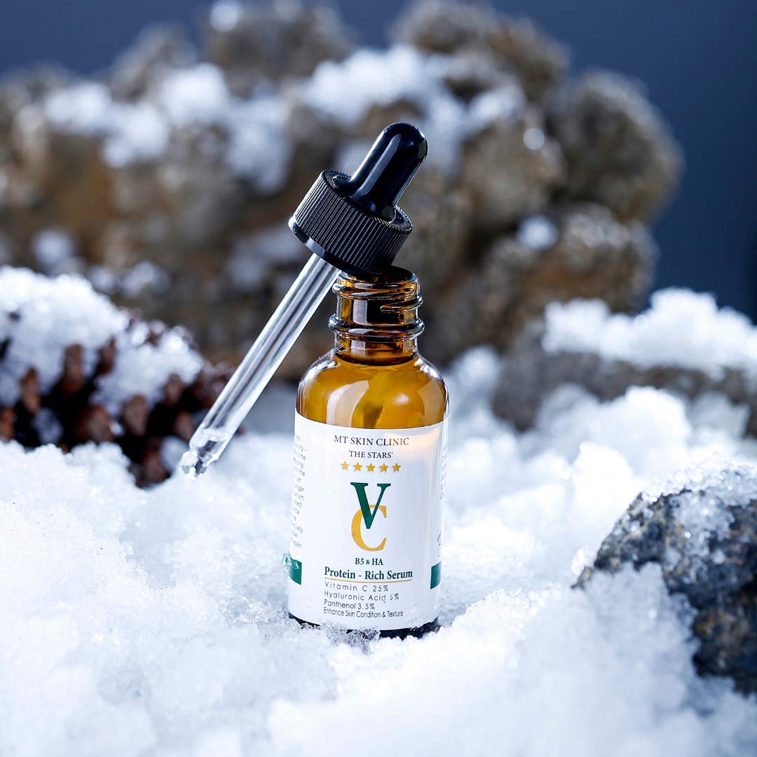 MT Skin Clinic Pro Advanced Hyaluronic Acid Serum for Face, Glow+ Antioxidant Protein-Rich Face Lift Serum with Vitamin C, Niacinamide and B5 for Dry