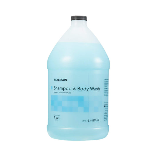 McKesson Body Wash and Shampoo - 1 Gallon Bulk Refill Full Body Wash with Aloe, Summer Rain Scent - Sensitive Skin & Hair 2?in?1