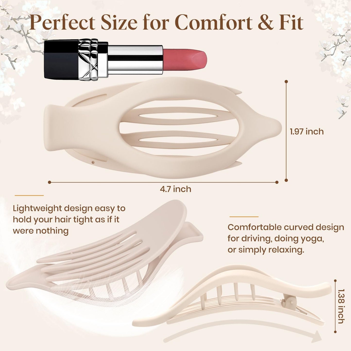Oeusnael Flat Hair Clips for Women Girls- 6 PCS Pastel French Concord Lay Down Claw Clips for Thick Thin Hair, Matte Non-slip Strong Hold Stylish Beauty and Personal Care Oeusnael