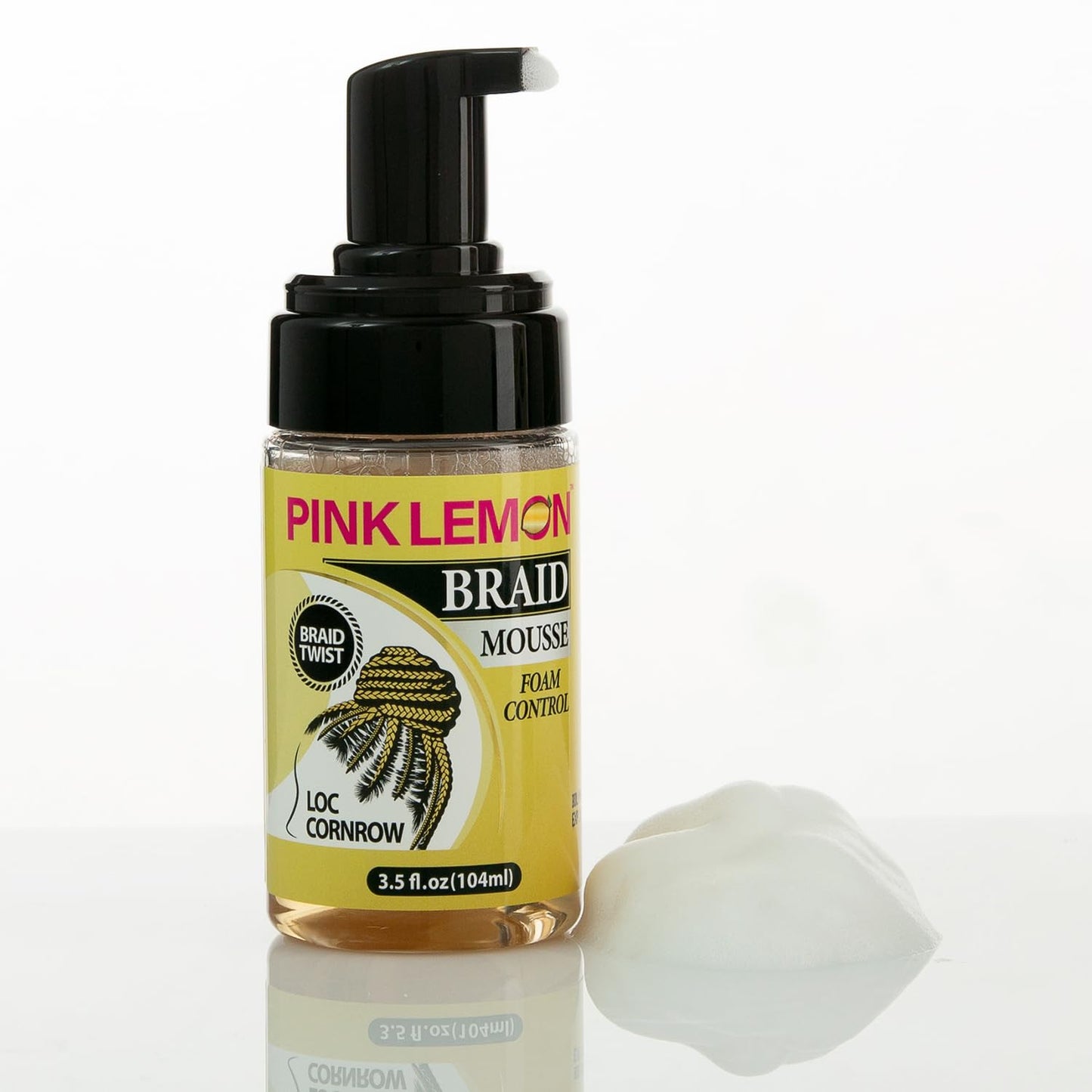 PINK LEMON Braid Mousse Foam Control for Loc and Cornrow Styling, 3.5 fl oz