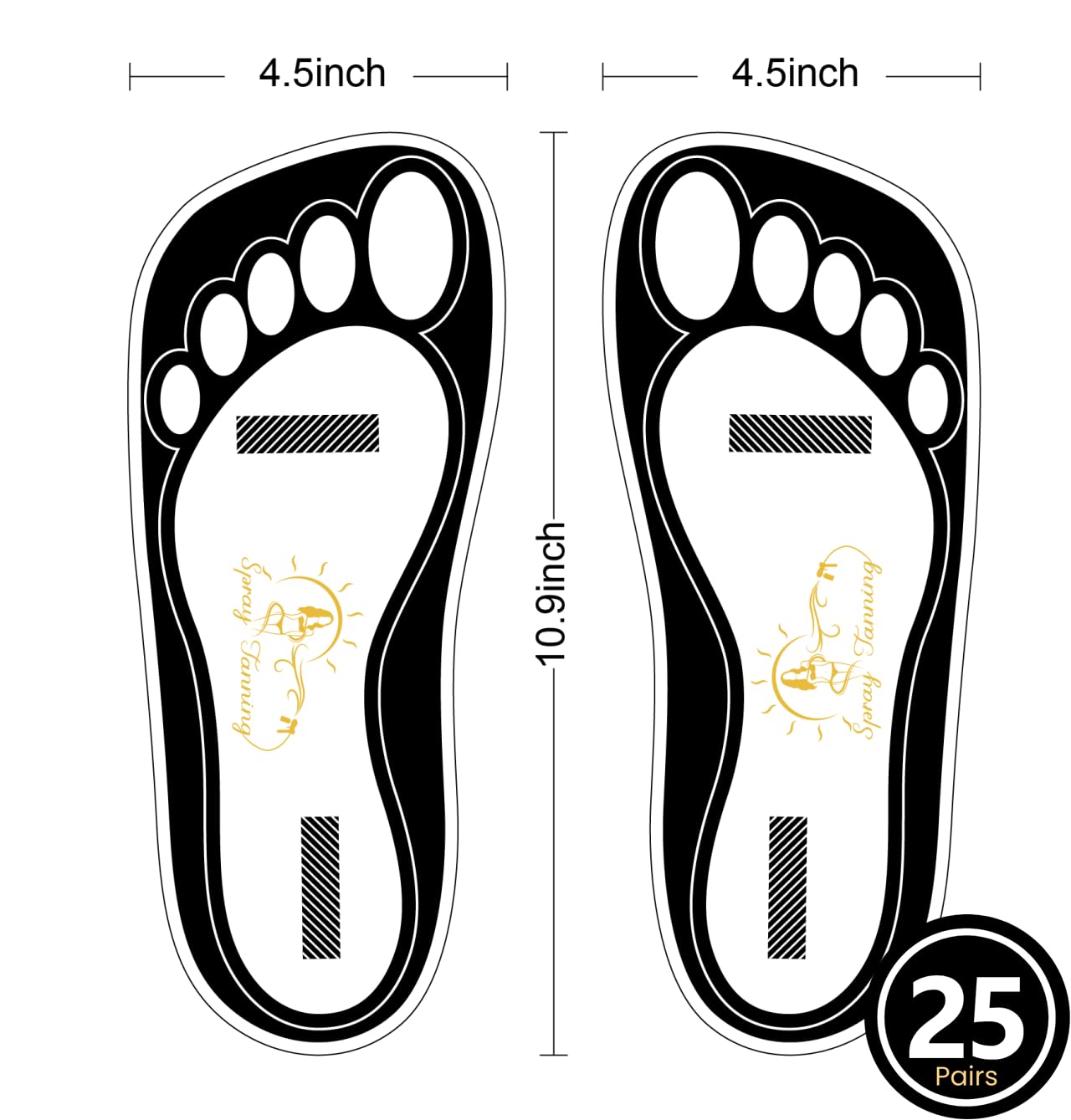 25Pairs(50Feets) Disposable Stick Spray Tanning Feet Pads Perfect for preventing spray tan solution,Deluxe & Hygienic Spray Tan Feet Pads-Ideal