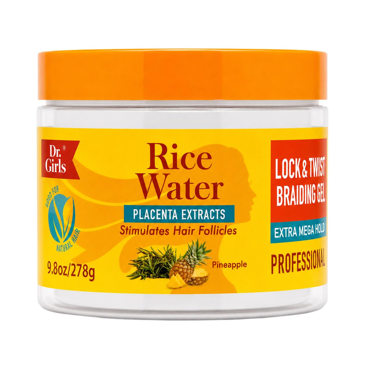 Dr Girls Super Grow Loc & Twists Braiding Conditioning Gel/9.8oz/ Extra Mega Hold (Pineapple)