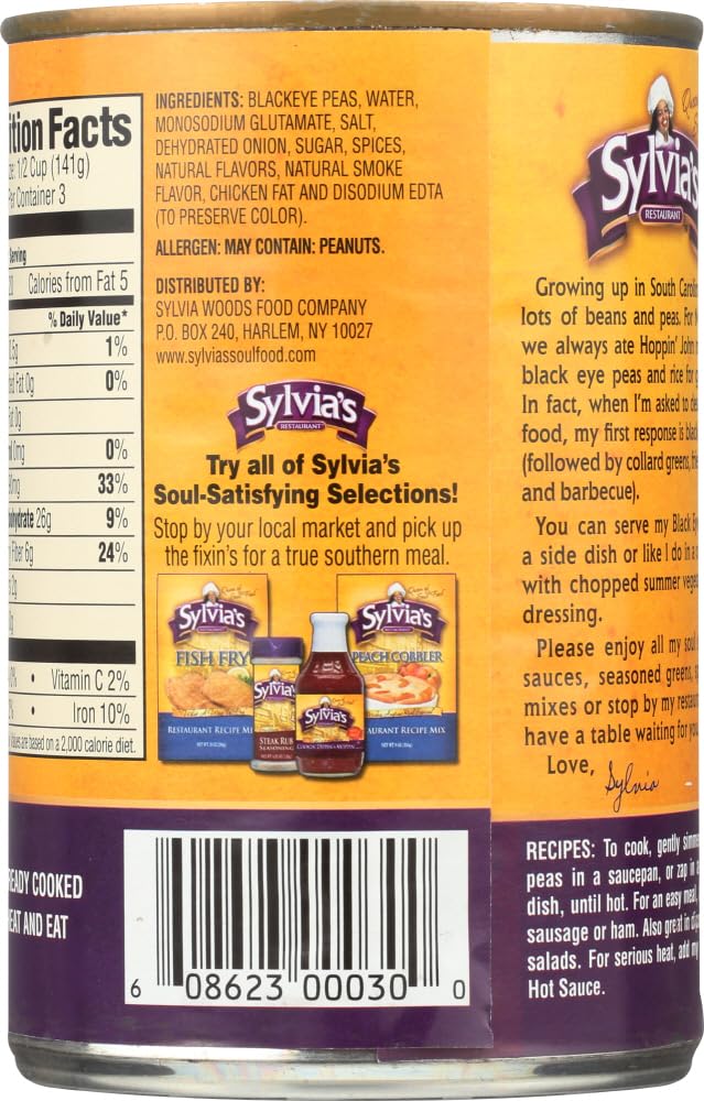 SYLVIAS Black Eye Pea Seasoning, 15 oz