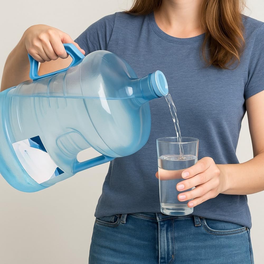 TIMPHO 5 Gallon Stackable Water Bottle - 640oz Reusable BPA-Free Jug with Easy-Grip Handle, Durable Design, Ideal for Home, Outdoor, or Emergency Use