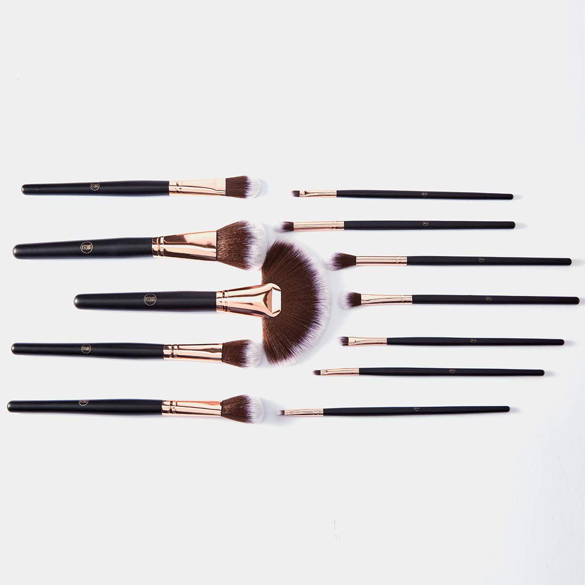 Lurella Cosmetics Stay Glam Brush Set: Essential 12 Pcs Makeup Brushes, Made With Ultra Soft Synthetic Bristles, & Includes Black Traveling Case.