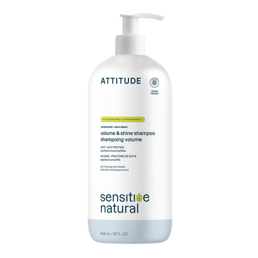 ATTITUDE Hair Shampoo for Sensitive Dry Scalp, EWG Verified, Soothing Oat, For Thin Hair, Naturally Derived Ingredients, Vegan and Plant-Based, Volume