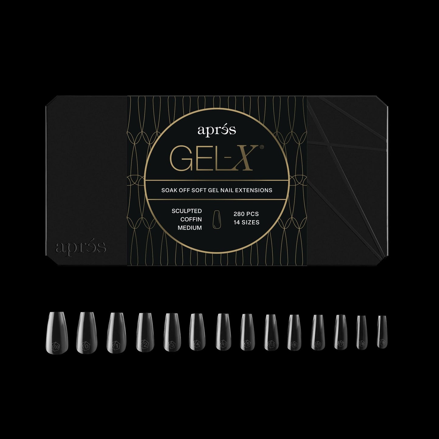 Apres Gel-X® Coffin Box of Nail Tips | 280 Gel-X Tips, Soft Tips, 14 Sizes 00-9 | Half-sizes Included (Sculpted Coffin Medium, 280 Count) Beauty & Personal Care APRÉS