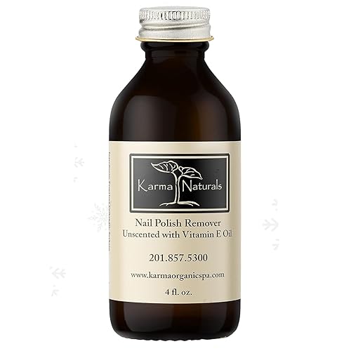Karma Organic Nail Polish Remover Unscented- Non Toxic, Vegan, Cruelty Free, Acetone Free - Nails Strengthener for Fingernails - 4 fl. Oz