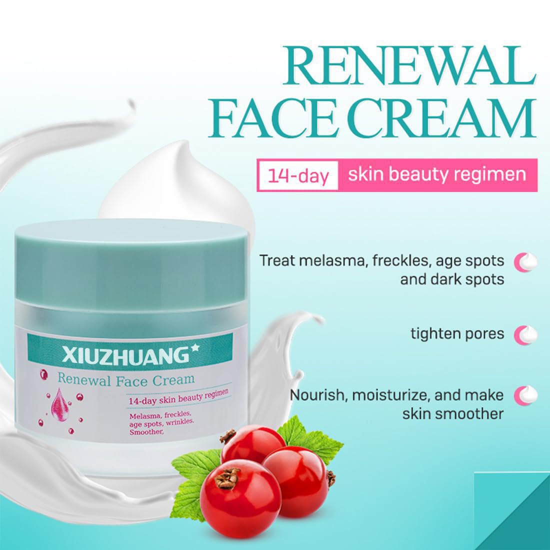 XIUZHUANG Gentle Non-irritating moisturizer face cream for Women - Treats Melasma freckles Dark Spots Shrinks pores Nourishing Facial Care-1.46 fl oz