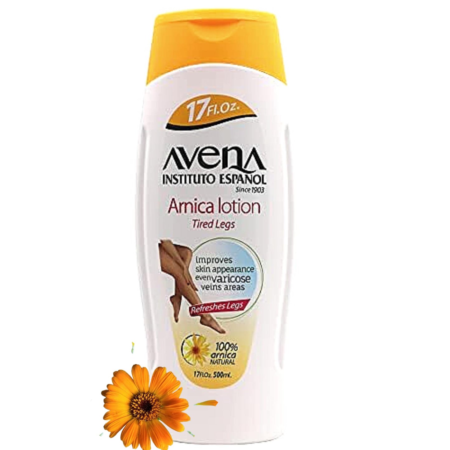 Avena Instituto Espanol Arnica Lotion Tired Legs, Improves Skin Appearance, Even Varicose Veins Areas, Refreshes Legs, 2-Pack of 17 FL Oz each, 2
