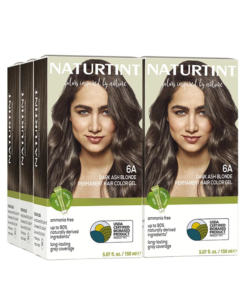 Naturtint 6A Dark Ash Blonde Permanent Hair Color (Pack of 6), Ammonia Free, Vegan, Cruelty Free, up to 100% Gray Coverage, Long Lasting Results