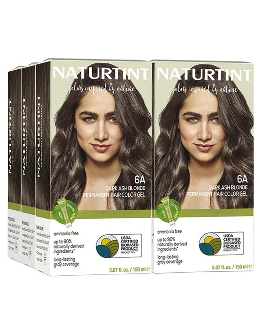 Naturtint 6A Dark Ash Blonde Permanent Hair Color (Pack of 6), Ammonia Free, Vegan, Cruelty Free, up to 100% Gray Coverage, Long Lasting Results