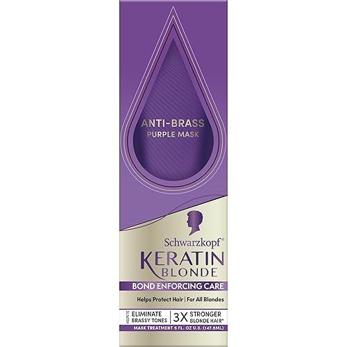 Schwarzkopf Keratin Blonde Anti-Brass Purple Mask, 5 fl oz, Helps Strengthen Hair, Bond Enforcing Care, Tones Brassiness & Yellow Tones, Adds