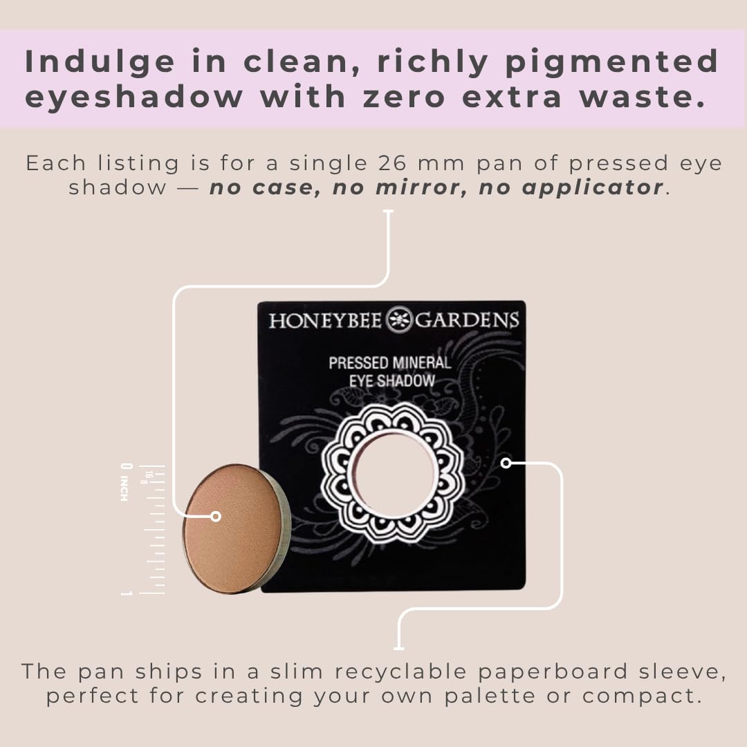 Honeybee Gardens Pressed Powder Eye Shadow Single REFILL, Antique, Matte Pale Cream Bisque, Long-Wearing, Creaseproof Mineral Color With Botanicals