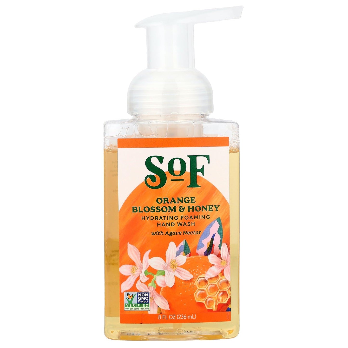 South Of France Foaming Hand Wash With Hydrating Organic Agave Nectar Orange Blossom Honey, 8 Oz