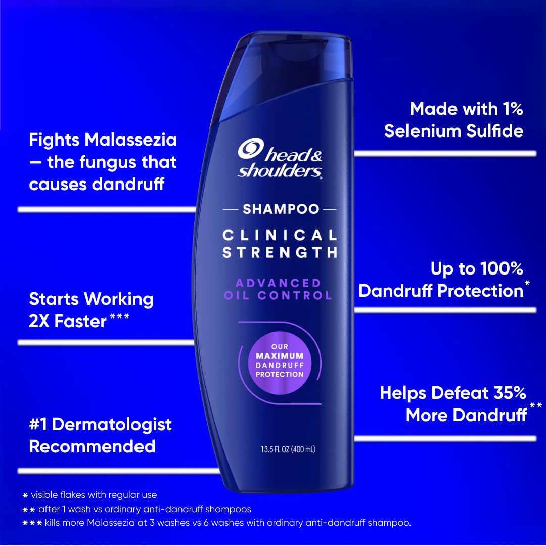 Head & Shoulders Anti-Dandruff Shampoo with 1% Selenium Sulfide, Clinical Strength Advanced Oil Control Twin Pack, Seborrheic Dermatitis Relief, Oily Beauty and Personal Care Head & Shoulders
