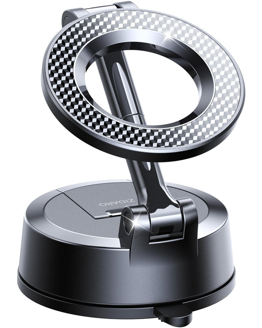 Vacuum Magnetic Car Phone Holder, 360°Adjustable, Compatible with iPhone 12-17 Series & Dashboard Mount & Tesla, 80+LBS Strong Suction Cup Phone…