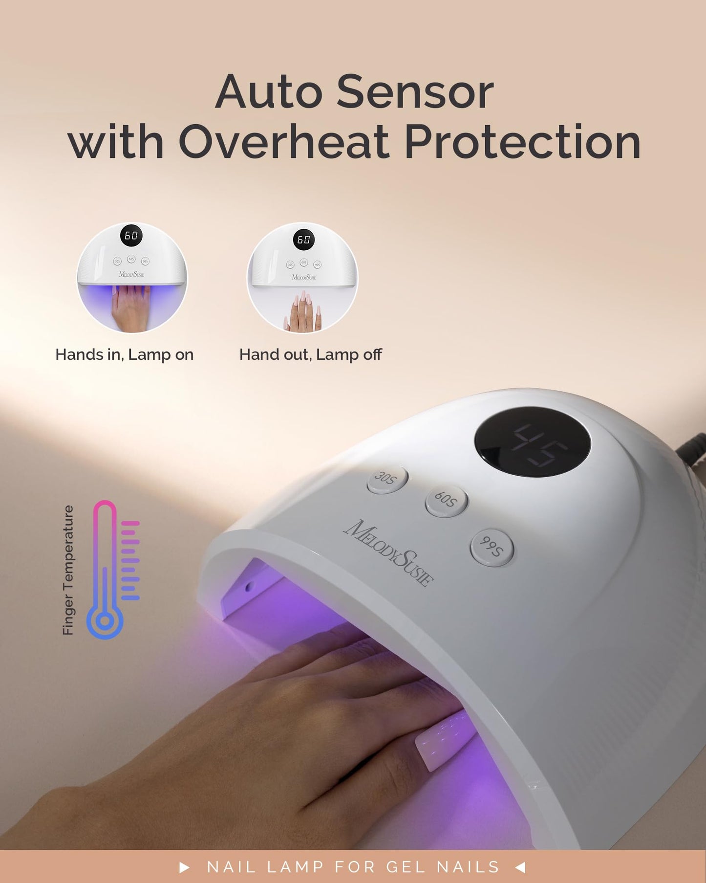 MelodySusie Compact Advanced UV LED Nail Lamp, P-Plus30F Nail Dryer with 3 Timers & Smart Sensor Cures All Gels, Especially Rhinestone Glue, Solid Beauty and Personal Care MelodySusie