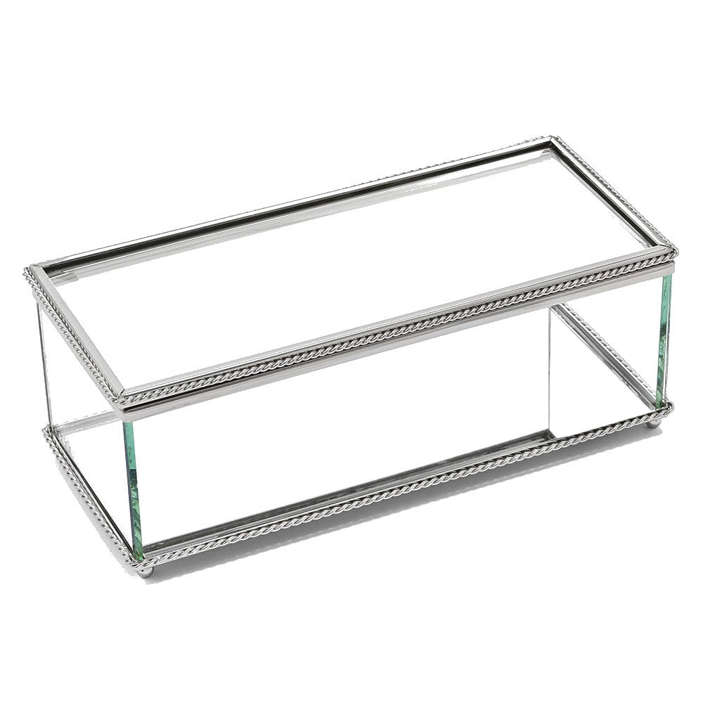 1home Rectangular Hinged Box, Glass 8"